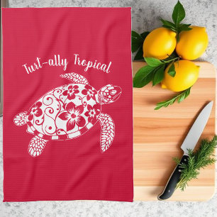Turtle-Hawaiian-Fisherman Core-Cherry Red Geschirrtuch