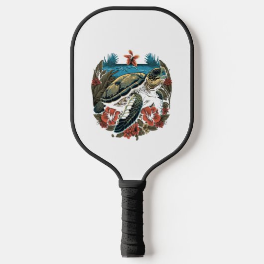 Turtle Hawaiian Sea Turtles Hibiskus Blume Pickleball Schläger (Vorderseite)
