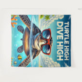 Turtle High Dive Artwork Perfekt for Turtle Lovers Wandteppich (Vorderseite (Horizontal))