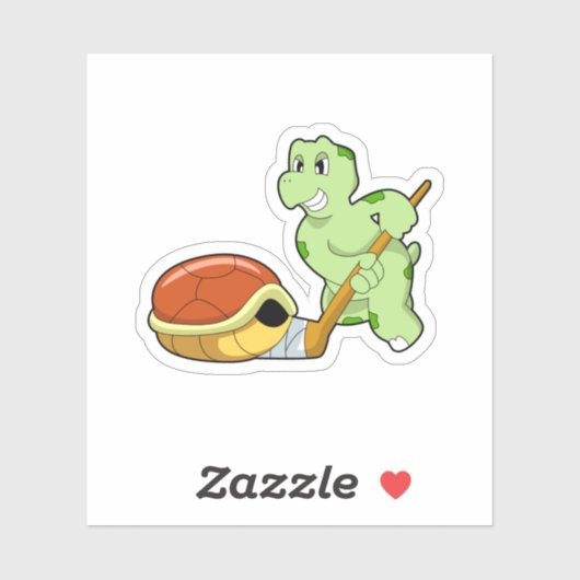 Turtle Ice Hockey Ice Hockey-Stab Aufkleber (Blatt)