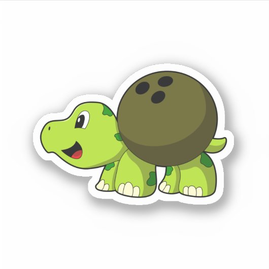 Turtle im Bowling mit Bowlingball Aufkleber (Vorderseite)