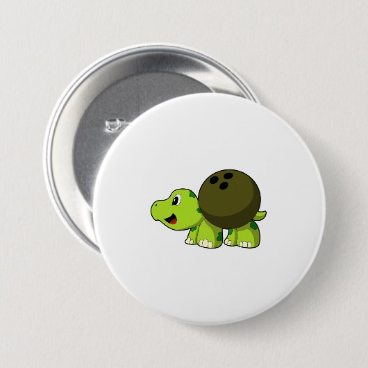 Turtle im Bowling mit Bowlingball Button (Vorne & Hinten)