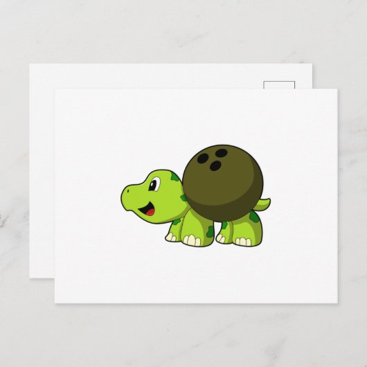 Turtle im Bowling mit Bowlingball Postkarte (Vorne/Hinten)