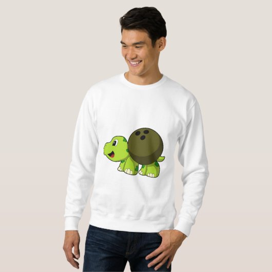 Turtle im Bowling mit Bowlingball Sweatshirt (Vorne ganz)