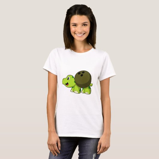 Turtle im Bowling mit Bowlingball T-Shirt (Vorne ganz)
