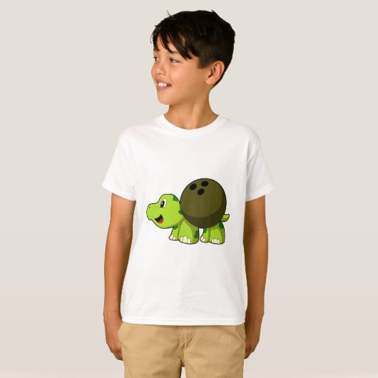 Turtle im Bowling mit Bowlingball T-Shirt (Vorne ganz)