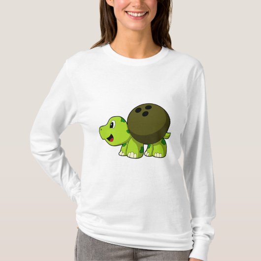 Turtle im Bowling mit Bowlingball T-Shirt (Vorderseite)
