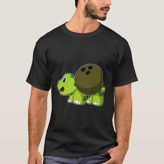 Turtle im Bowling mit Bowlingball T-Shirt (Vorderseite)