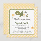 Turtle in Diaper Baby Dusche Einladungen in Gelb (Vorne/Hinten)