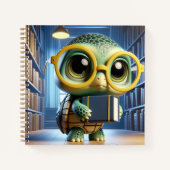 Turtle in Glasses in Library, by Natasha Us   Notizblock (Vorderseite)