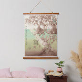 Turtle Islands Trees Fantasy Illustration Wandteppich Mit Holzrahmen (Schlafzimmer)