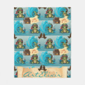 Turtle Kawaii Pirate Fleecedecke (Vorderseite)