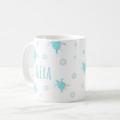 Turtle Kids Under The Sea Watercolor Pastel Bubble Kaffeetasse (Vorderseite Links)