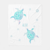 Turtle Kids Under The Sea Watercolor Pastel Fleecedecke (Vorderseite)