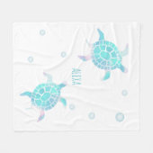 Turtle Kids Under The Sea Watercolor Pastel Fleecedecke (Vorderseite (Horizontal))