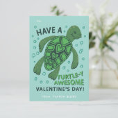 Turtle-Klassenzimmer Valentine's Exchange Card Einladung (Stehend Vorderseite)