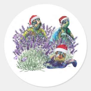 Turtle Lavendel Weihnachten Shirt Weihnachten Weih Runder Aufkleber
