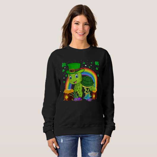 Turtle Leprechaun Hat Turtle Rainbow St Patrick's Sweatshirt (Vorne ganz)
