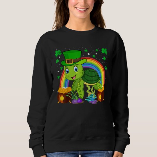 Turtle Leprechaun Hat Turtle Rainbow St Patrick's Sweatshirt (Vorderseite)
