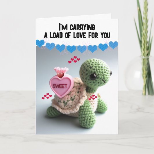 Turtle Liebe Happy Valentines Day Feiertagskarte (Vorderseite)