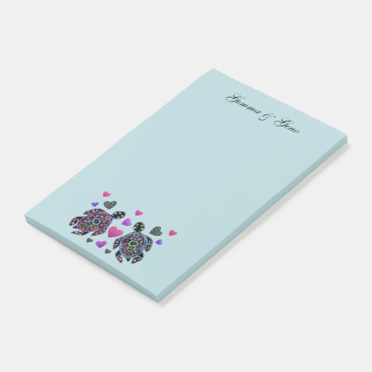 Turtle Liebe Individuellen Namen Post-it Klebezettel (angewinkelt)