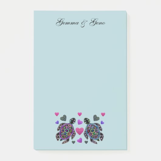 Turtle Liebe Individuellen Namen Post-it Klebezettel (Vorderseite)