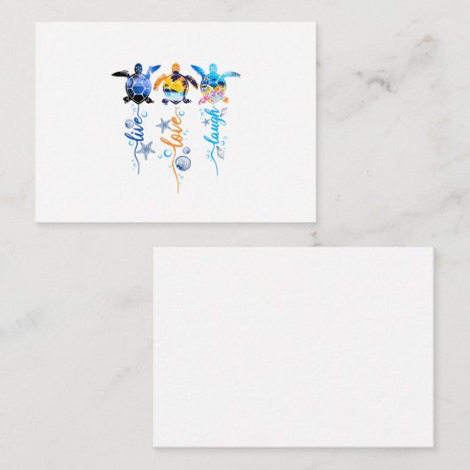 Turtle Live Liebe Laugh Mitteilungskarte (Vorne/Hinten)