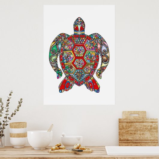 Turtle Lover Abstrakt Turtle Poster (Küche)