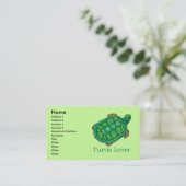Turtle Lover Business Cards Visitenkarte (Stehend Vorderseite)