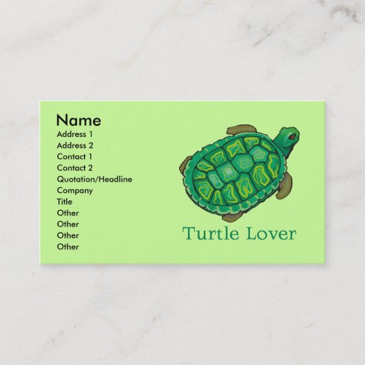 Turtle Lover Business Cards Visitenkarte (Vorderseite)
