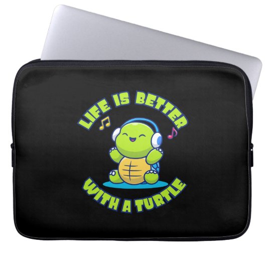 Turtle Lover | Das Leben ist besser mit einer Schi Laptopschutzhülle (Vorderseite)