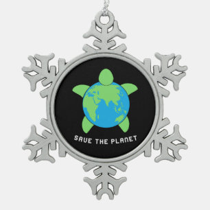 Turtle Lover Der Schildkrötenplanet Gerettet Schneeflocken Zinn-Ornament