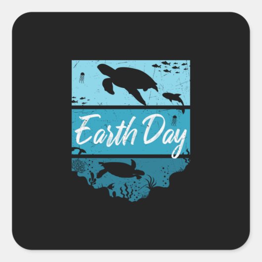 Turtle Lover | Earth Day Quadratischer Aufkleber (Vorderseite)