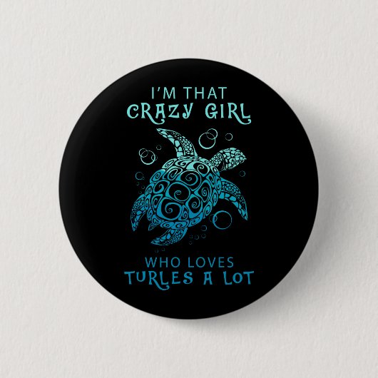 Turtle Lover | Ein Mädchen, das eine Menge Schildk Button (Vorderseite)