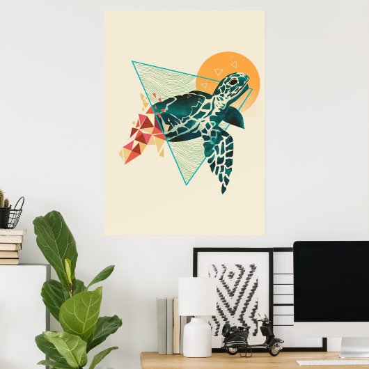 Turtle Lover Geometric Turtle Poster (Heimbüro)