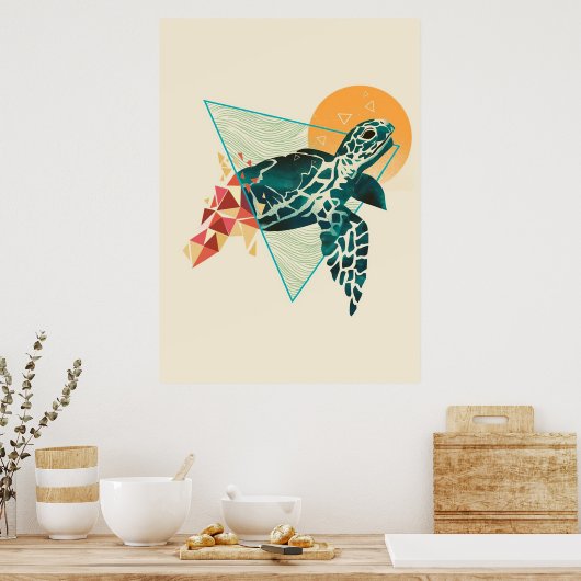 Turtle Lover Geometric Turtle Poster (Küche)