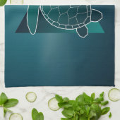 Turtle Lover Green Geometric Turtle Geschirrtuch (Gefaltet)