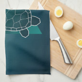 Turtle Lover Green Geometric Turtle Geschirrtuch (Viertel Falte)