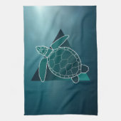 Turtle Lover Green Geometric Turtle Geschirrtuch (Vertikal)