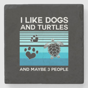 Turtle Lover   Ich mag Hunde und Schildkröten Steinuntersetzer