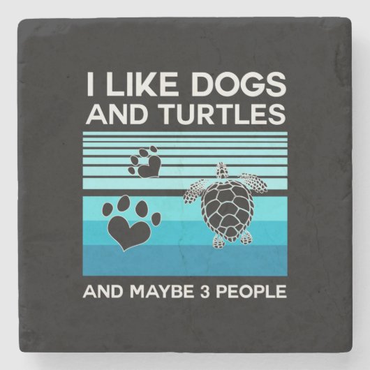 Turtle Lover | Ich mag Hunde und Schildkröten Steinuntersetzer (Vorderseite)