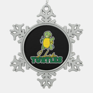 Turtle Lover Ich mag Schildkröten Schneeflocken Zinn-Ornament