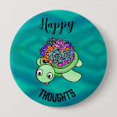 Turtle Lucky Three Ocean Beach Calm Happy Bright Button (Vorderseite)