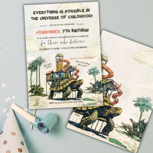 Turtle Magic Ride Geburtstagsparty Einladung