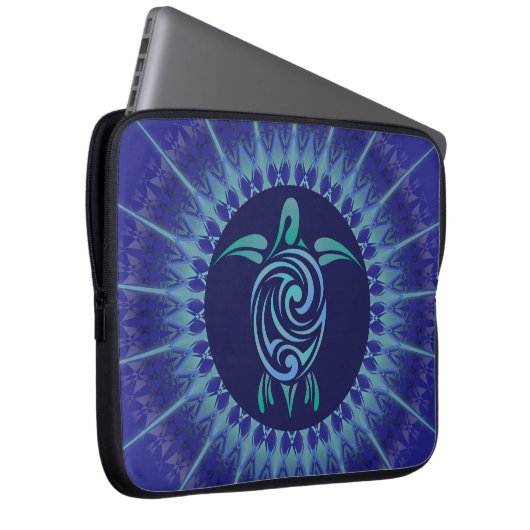 Turtle Mandala Dark Blue Laptopschutzhülle (Vorne Rechts)
