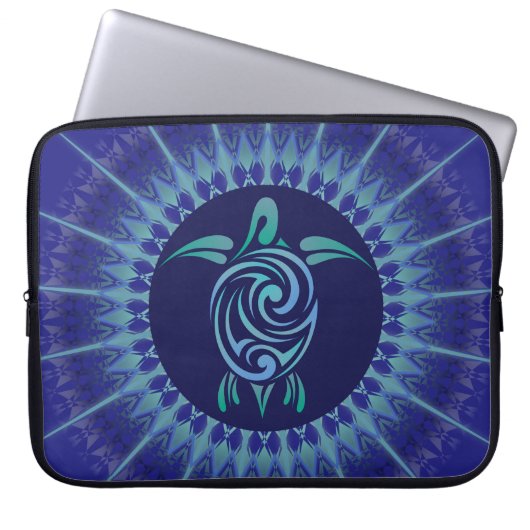 Turtle Mandala Dark Blue Laptopschutzhülle (Vorderseite)