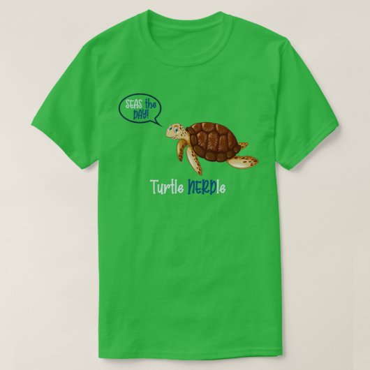 Turtle Nerdle auf Ocean Blue T-Shirt (Design vorne)