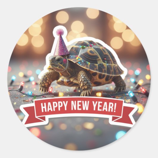 Turtle New Year Confetti Sticker (Vorderseite)