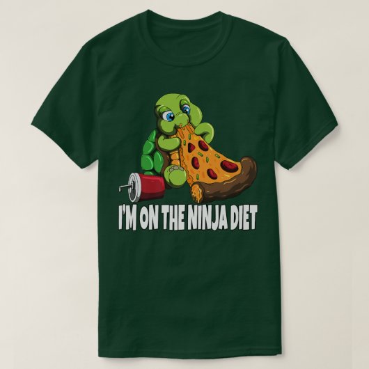 Turtle On A Diet Eats Pizza Im On The Ninja Diet 3 T-Shirt (Design vorne)