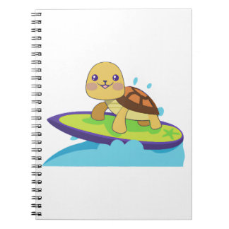Turtle on surfboard notizblock